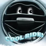 caricature of vehicle vent with Cool Ride text